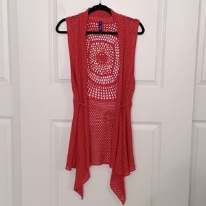 Indigo Boho Open Front Crochet Cardigan XL